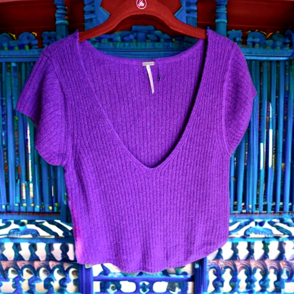 FREE PEOPLE PURPLE CASHMERE TOP